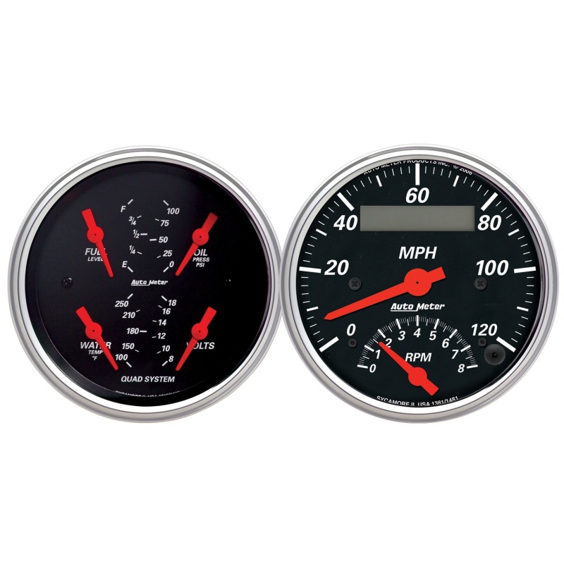 Autometer Designer 3-3/8in In-Dash Kit Box-Tach Speedo Combo & Elec Oil Press, H2O Temp, Volt, Fuel - 1409