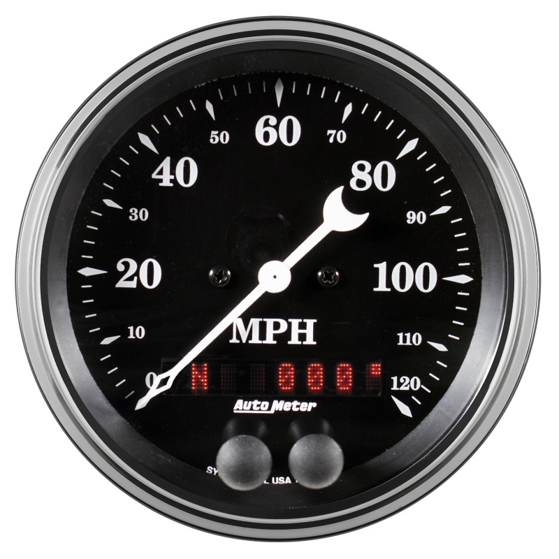 Auto Meter Gauge Speedometer 3 3/8in 120mph GPS Old Tyme Black - 1749