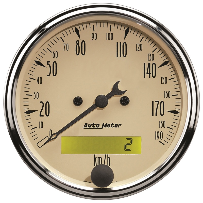 Autometer 3-1/8in 0-190km/h Antique Beige Elec. Programmable Speedometer - 1887-M