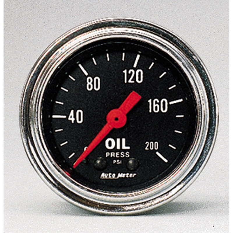 Autometer Traditional Chrome 2-1/16in 200 PSI Mechanical Oil Pressure Gauge - 2422