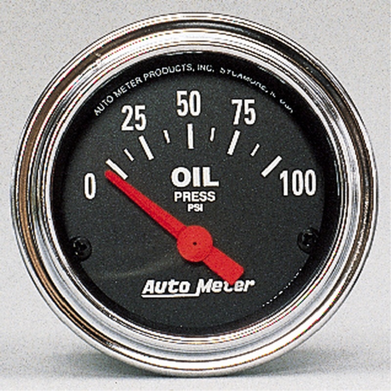 Autometer Traditional Chrome 52mm 0-100 PSI Short Sweep Electricall Oil Pressure Gauge - 2522
