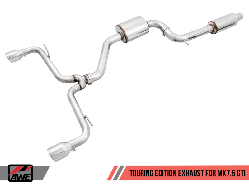 AWE Tuning Volkswagen GTI MK7.5 2.0T Touring Edition Exhaust w/Chrome Silver Tips 102mm - 3015-32096