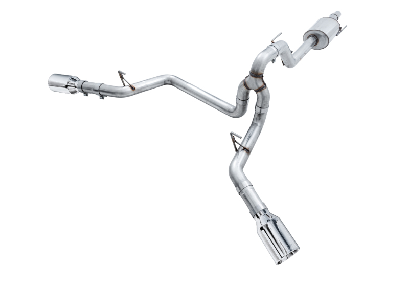 AWE Tuning 2015+ Ford F-150 0FG Dual Exit Performance Exhaust System w/5in Chrome Silver Tips - 3015-32104