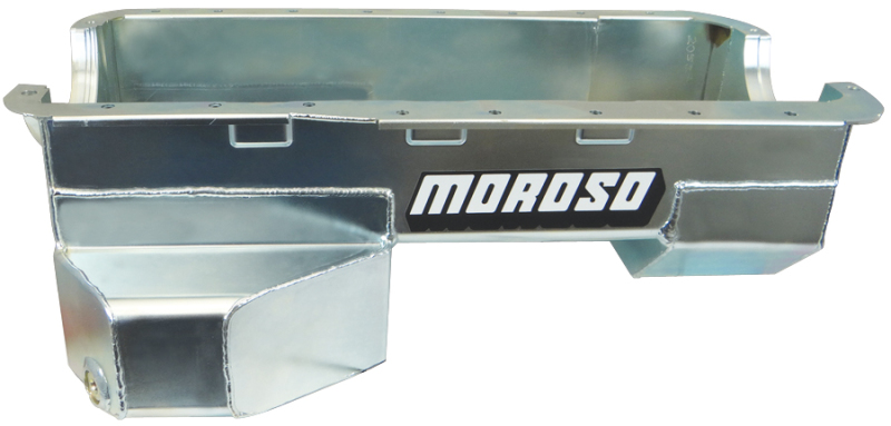 Moroso Ford 351W (w/Rear Sump & Billet End Seals) Road Race Baffled Wet Sump 7qt 7.5in Steel Oil Pan - 20534