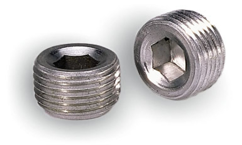 Moroso Pipe Plugs - 3/8in NPT Thread - 3/8in Hex Socket Drive - Aluminum - 2 Pack - 37812