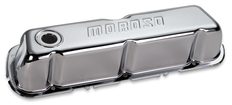 Moroso Ford 302/351W Valve Cover - w/o Baffles - Stamped Steel Chrome Plated - Pair - 68202