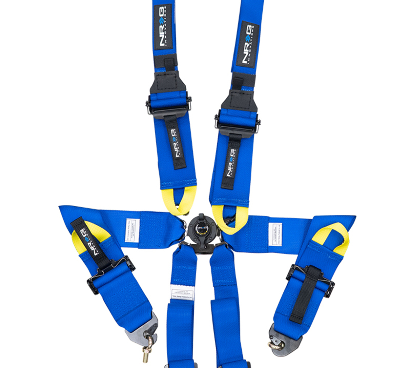 NRG FIA 6pt 2in. Shoulder Belt for HANS Device/ Rotary Cam Lock Buckle/ 3in. Waist Belt - Blue - SBH-HRS6PCBL