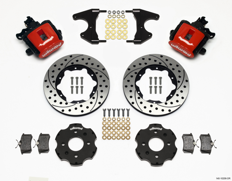 Wilwood Combination Parking Brake Rear Kit 11.00in Drilled Red Civic / Integra Drum 2.46 Hub Offset - 140-10208-DR