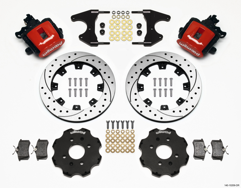 Wilwood Combination Parking Brake Rear Kit 12.19in Drilled Red Civic / Integra Drum 2.46 Hub Offset - 140-10209-DR