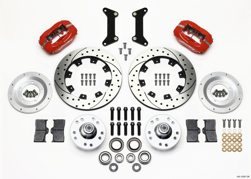 Wilwood Forged Dynalite Front Kit 12.19in Drilled Red 79-87 GM G Body - 140-12297-DR