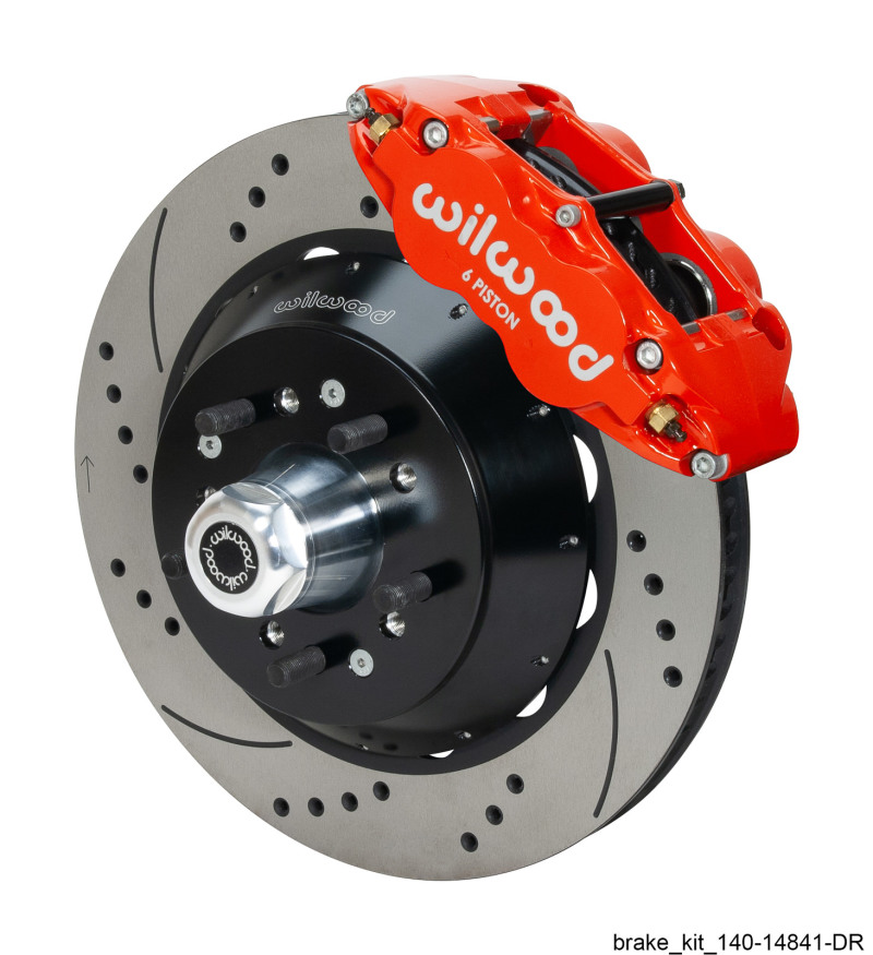 Wilwood Narrow Superlite 6R Red Front Big Brake Kit Ford 14in Drilled/Slotted Rotor - 140-14841-DR