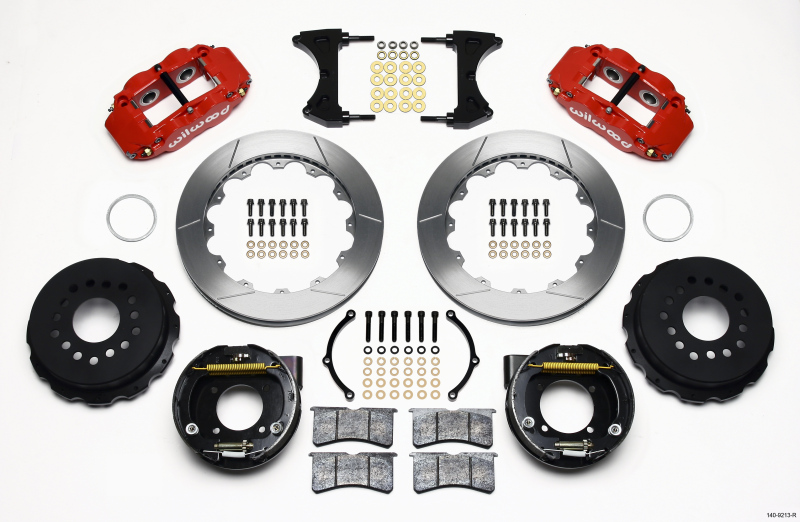 Wilwood Narrow Superlite 4R Rear P-Brk Kit 12.88in Red Chevy 12 Bolt w/ C-Clips - 140-9213-R