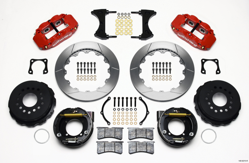 Wilwood Narrow Superlite 4R Rear P-Brk Kit 12.88in Red Chevy 12 Bolt-Spec 3.15in Brng - 140-9215-R