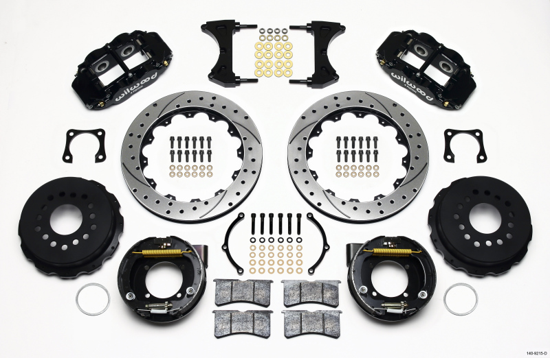 Wilwood Narrow Superlite 4R Rear P-Brk Kit 12.88in Drilled Chevy 12 Bolt-Spec 3.15in Brng - 140-9215-D