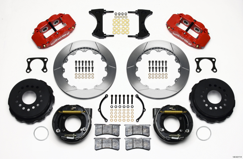 Wilwood Narrow Superlite 4R Rear P-Brk Kit 12.88in Red Big Ford Old Style 2.36in Offset - 140-9217-R