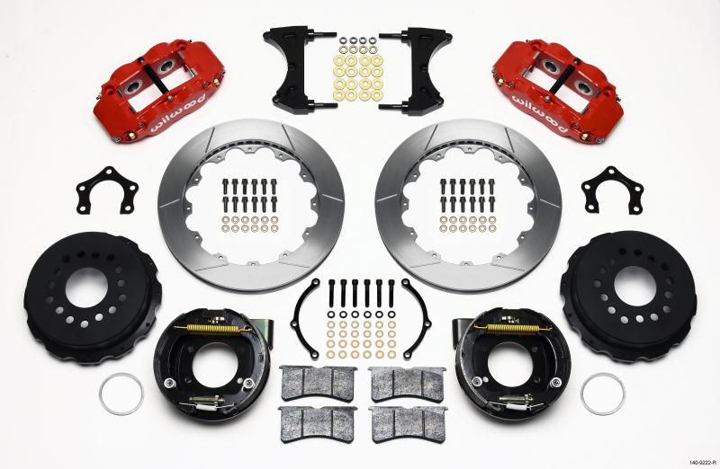 Wilwood Narrow Superlite 4R Rear P-Brk Kit 12.88in Red Mopar/Dana 2.36in Off w/Snap Ring Brng - 140-9222-R