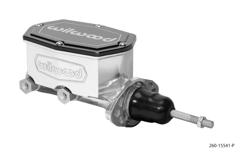 Wilwood Compact Tandem Master Cylinder - 1.12in Bore - w/Pushrod (Ball Burnished) - 260-15541-P