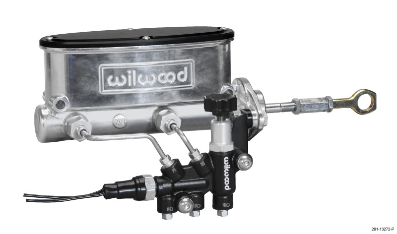 Wilwood HV Tandem M/C Kit w L/H Bracket & Prop Valve - 7/8in Bore Ball Burn.-W/Push - 261-13272-P