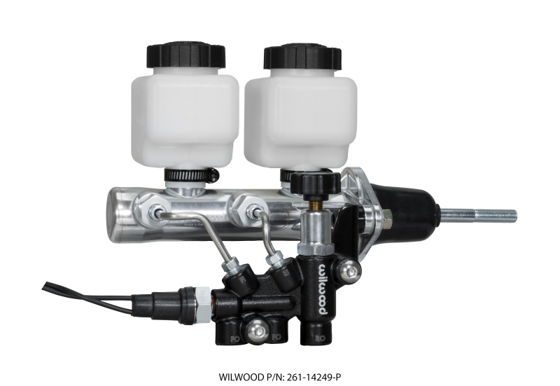 Wilwood Tandem Remote M/C Kit w L/H Brkt & Prop Valve - 7/8in Bore Ball Burnished-W/Pushrod - 261-14249-P