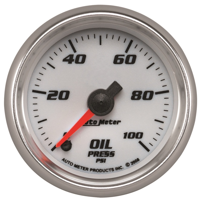 Autometer Pro-Cycle Gauge Oil Pressure 2 1/16in 100psi Digital Stepper Motor White - 19752