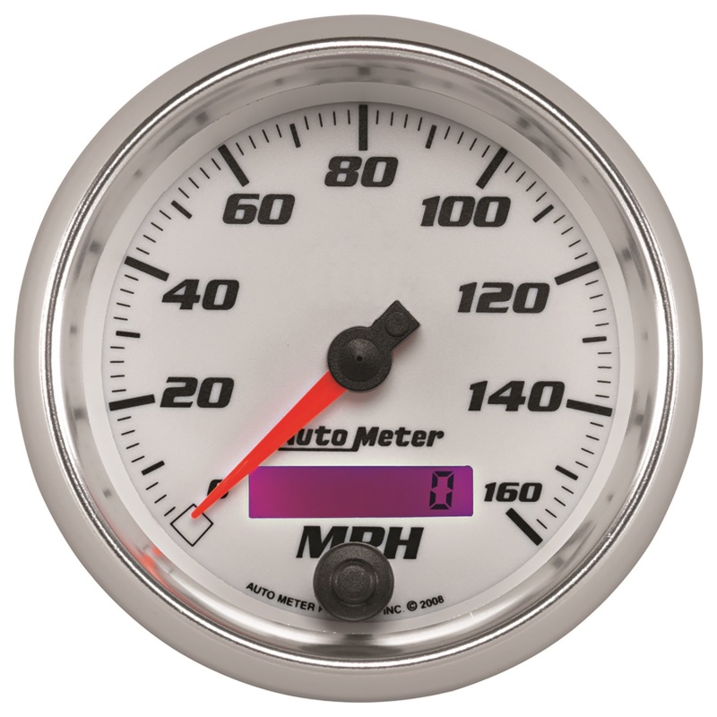 Autometer Pro-Cycle Gauge Speedometer 3 3/8in 160Mph Elec. Programmable White - 19789