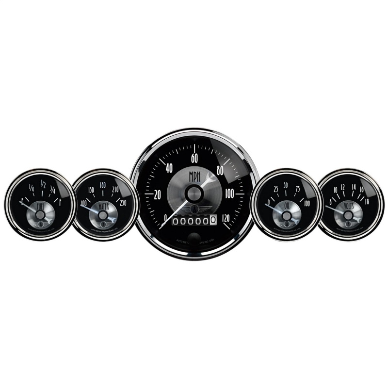 Autometer Prestige Series Black Diamond 3-3/8in Electric Speedometer 2-1/16in Elecrtric Oil Pressure - 2003