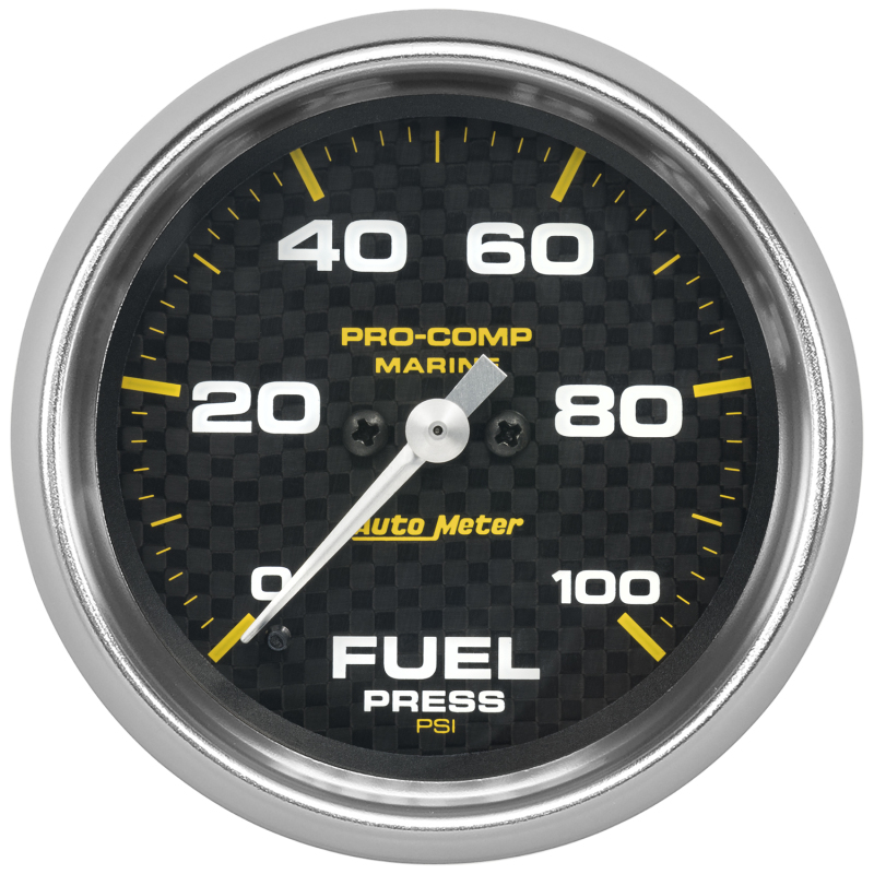 Autometer Marine Carbon Fiber 2-5/8in 100 PSI Digital Stepper Motor Fuel Pressure Gauge - 200851-40