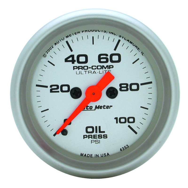 Autometer Ultra-Lite 52mm 0-100 PSI Full Sweep Electronic Oil Pressure Gauge - 4353