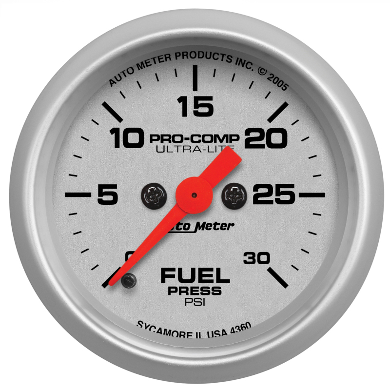 Autometer Ultra-Lite 52mm 0-30 PSI Full Sweep Electronic Fuel Pressue Gauge - 4360