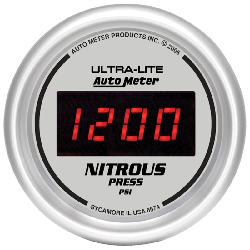 Autometer Ultra-Lite 2-1/16in 1600 PSI Digital Nitrous Pressure Gauge - Silver - 6574