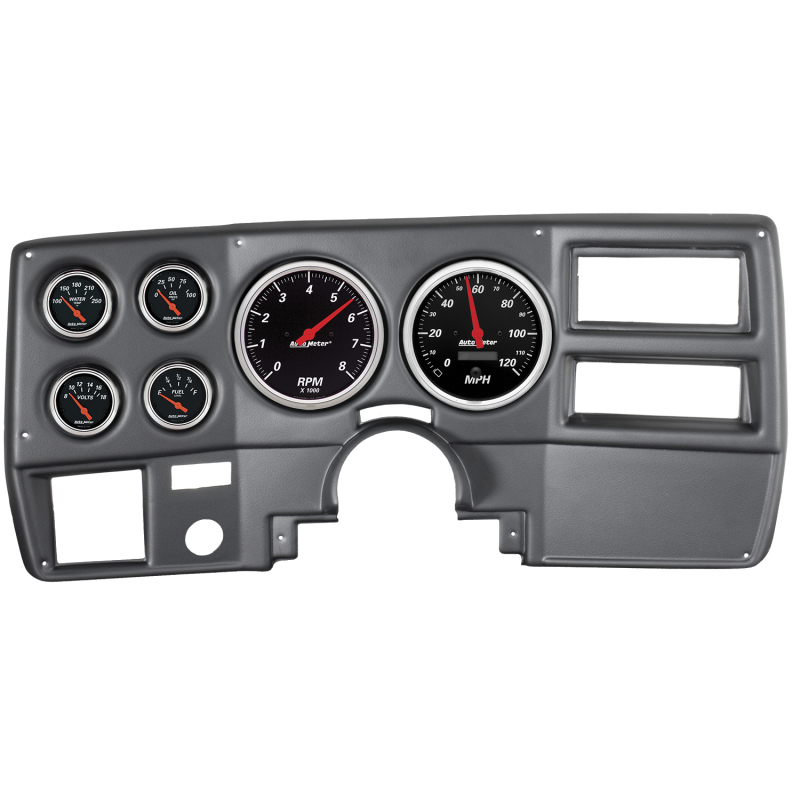Autometer Designer Black 73-83 Chevy Truck / Suburban Dash Kit 6pc Tach/ MPH/ Fuel/ Oil/ WTMP/ Volt - 7027-DB