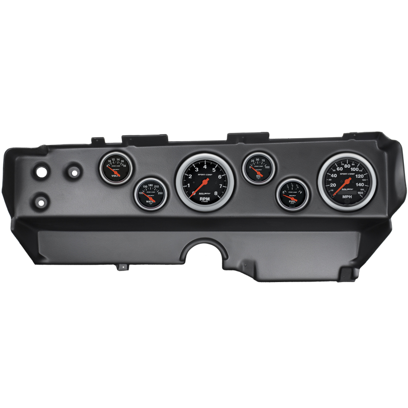 Autometer Sport-Comp 70-74 E-Body/Cuda/Challenger Dash Kit 6pc Tach / MPH / Fuel / Oil / WTMP / Volt - 7029-SC