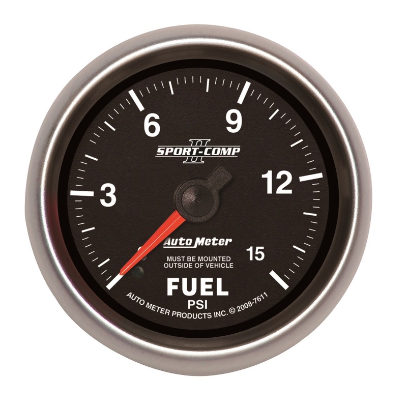 Autometer Sport-Comp II 2-5/8in Mechanical 15PSI Fuel Pressure Gauge - 7611