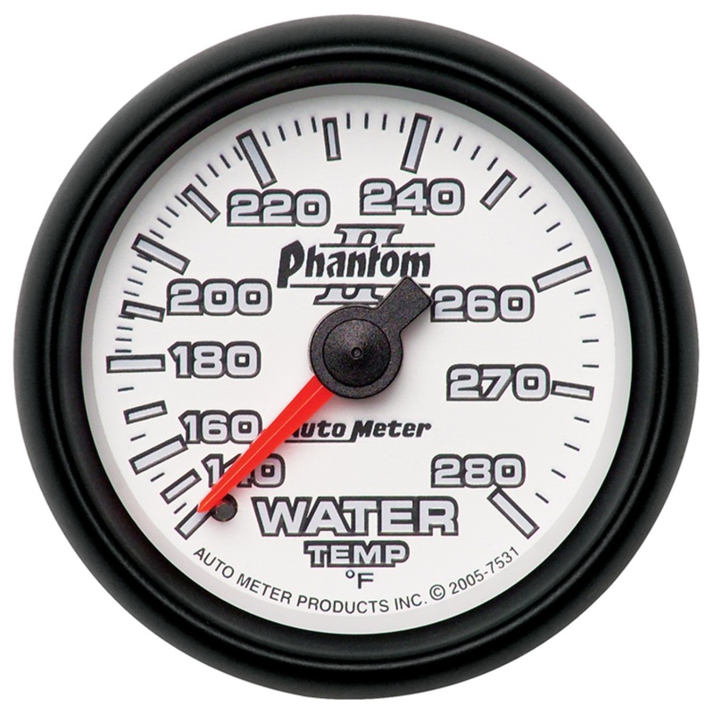 Autometer Phantom II 52.4mm Mechanical 140-280 Deg F Water Temperature Gauge - 7531