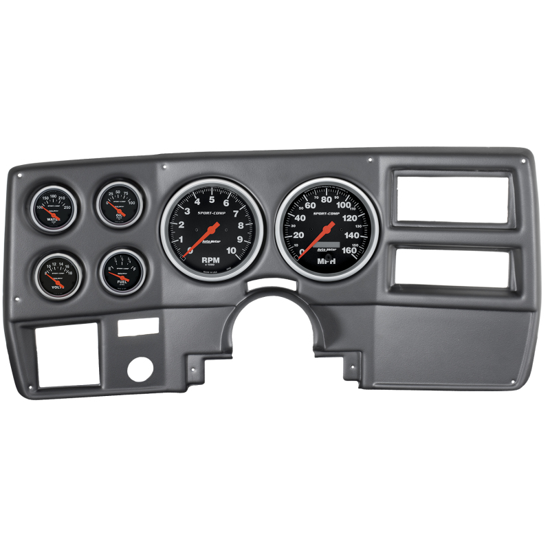 Autometer Sport-Comp 73-83 Chevy Truck/ Suburban Dash Kit 6pc Tach / MPH / Fuel / Oil / WTMP / Volt - 7027-SC