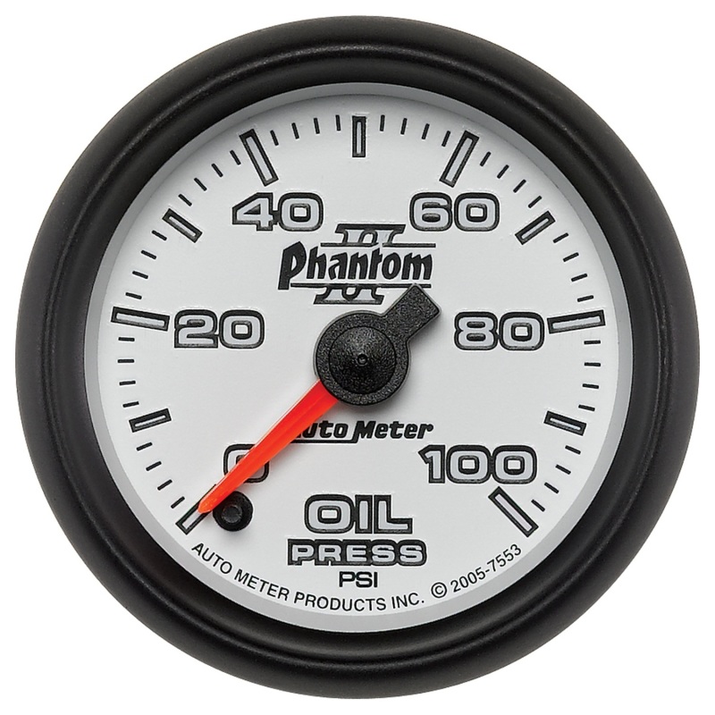 Autometer Phantom II 52mm Full Sweep Electronic 0-100 PSI Oil Pressure Gauge - 7553