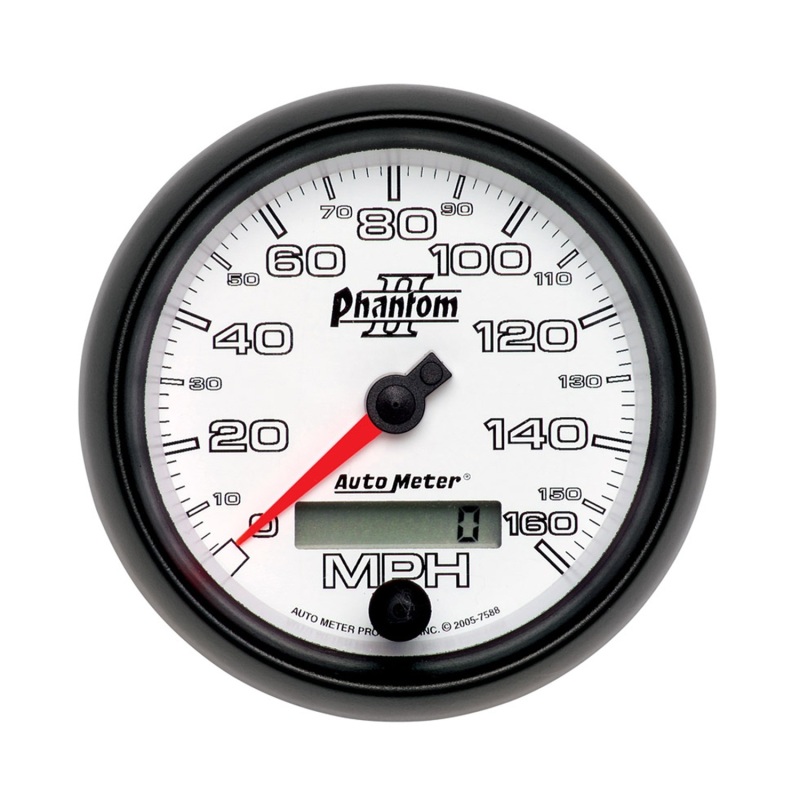 Autometer Phantom II 3-3/8in 160 MPH Electronic Programmable In-Dash Speedometer - 7588
