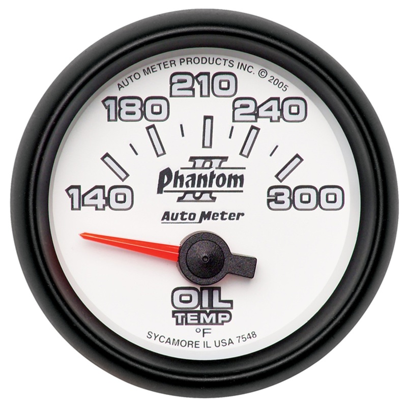 Autometer Phantom II 52mm Short Sweep Electronic 140-300 Deg F Oil Temperature Gauge - 7548