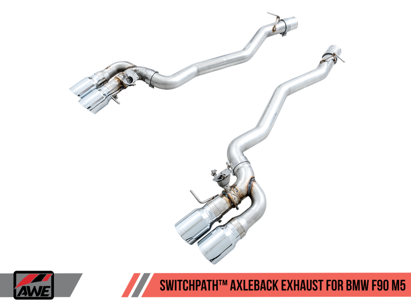 AWE Tuning 18-19 BMW M5 (F90) 4.4T AWD SwitchPath Axle-back Exhaust - Chrome Silver Tips - 3025-42061
