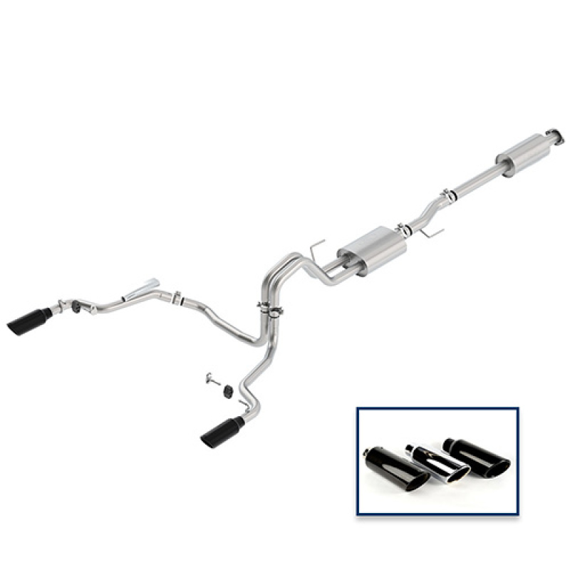 Ford Racing 15-18 F-150 5.0L Cat-Back Sport Exhaust System - Rear Exit Black Chrome Tips - M-5200-F1550DSBA