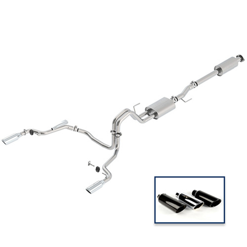 Ford Racing 15-18 F-150 5.0L Cat-Back Touring Exhaust System - Rear Exit Chrome Tips - M-5200-F1550DTCA
