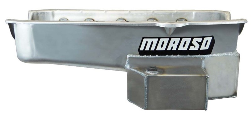 Moroso 86-Up Chevrolet Small Block (w/1 Pc Seal) Road Race Wet Sump 7qt 7.5in Steel Oil Pan - Black - 21815