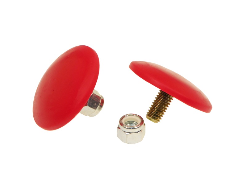 Prothane Universal Bump Stop 3/8X2 Ultra Thin Button - Red - 19-1319