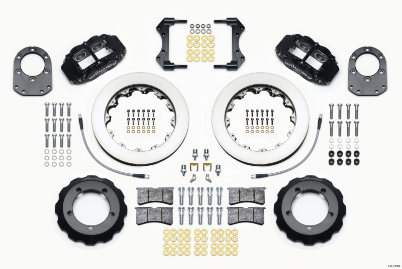 Wilwood Narrow Superlite 4R Front Hat Kit 12.88in Red 66-75 Ford Bronco Dana 30/44 w/Lines - 140-13304-R