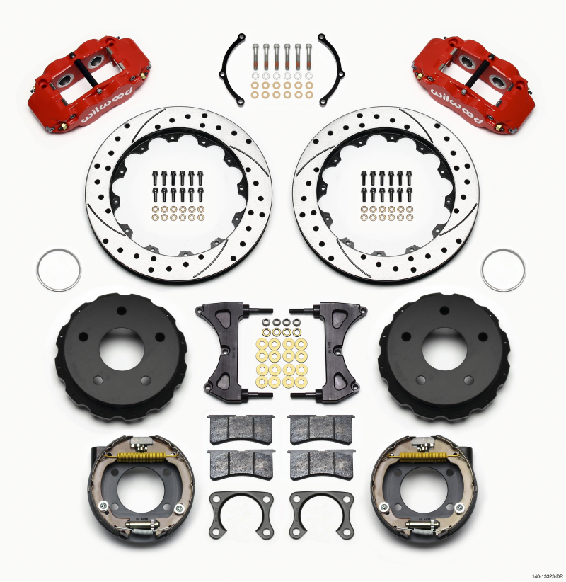 Wilwood Narrow Superlite 4R Rear P-Brk Kit 12.88in Drilled Red Big Ford 2.36in Off Bronco 5 x 5.50 - 140-13323-DR