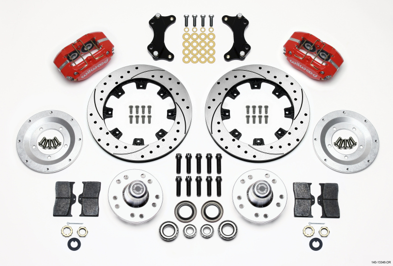 Wilwood Dynapro Dust-Boot Front Kit 12.19in Drilled-Red WWE ProSpindle - 140-13346-DR