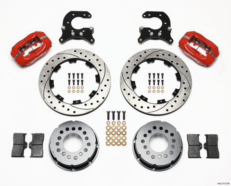 Wilwood Forged Dynalite P/S Rear Kit Drilled Red Small Ford 2.66in Offset - 140-2113-DR