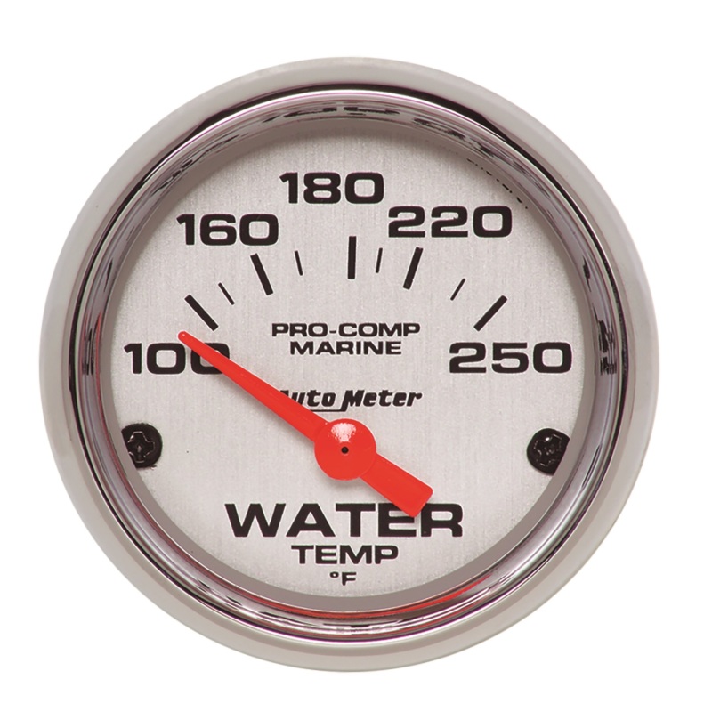 Autometer Marine Chrome Ultra-Lite 2-1/16in 100-250 Degrees Electric Water Temperature Gauge - 200762-35