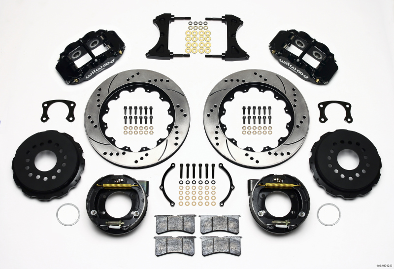 Wilwood Narrow Superlite 4R Rear P-Brk Kit 14.00in Drilled New Big Ford 2.50in Offset - 140-10012-D