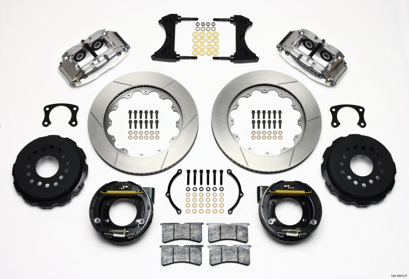 Wilwood Narrow Superlite 4R Rear P-Brk Kit 14.00in Polished New Big Ford 2.50in Offset - 140-10012-P